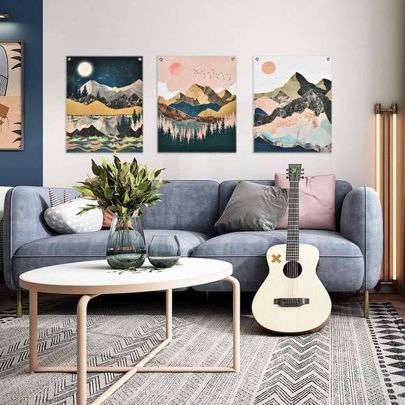 3 Set Boho Indie Retro Colorful Mountain Forest Outdoor Tapestry Art Room Decor - Picture 2 of 6